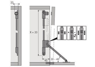 Support d'abattant Hettich Klassik D avec interverrouillage magnétique ( 8000609151 ) acier nickelé longueur 290 mm