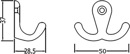 Gancio per asciugamani Hermeta 0560 ( 3000283281 ) 2 ganci Altezza 37 mm Sporgenza 28,5 mm