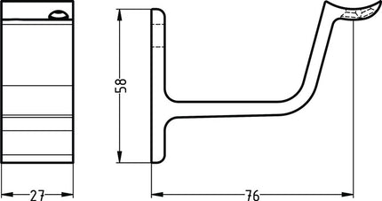 Supporto corrimano Hermeta 3553 ( 3000283346 ) alluminio anodizzato argento supporto curvo