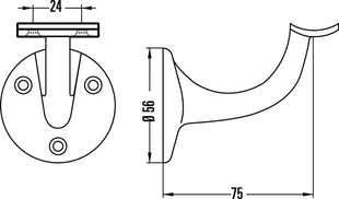 Wspornik poręczy Hermeta 3505 ( 3000283332 ) aluminiowy anodowany na srebrno zakrzywiony wspornik