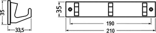 Hermeta Handtuchhakenleiste ( 3000283282 ) 3 Haken Höhe 35 mm Länge 210 mm Ausladung 33,5 mm