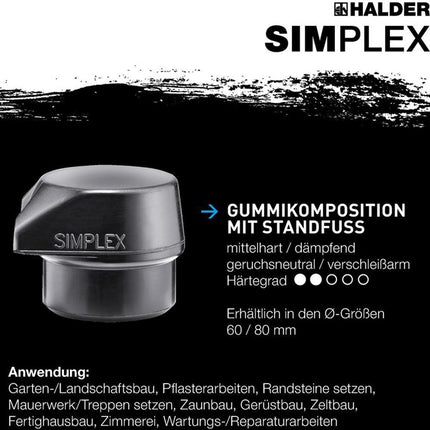 Mazza Halder soft-face SIMPLEX ( 8000794782 ) Lunghezza 405 mm Testa Ø 60 mm