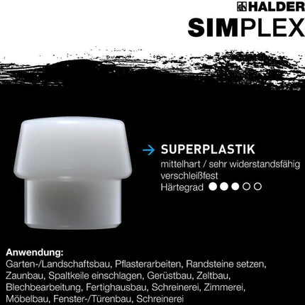 Mazza Halder soft-face SIMPLEX ( 8000794782 ) Lunghezza 405 mm Testa Ø 60 mm