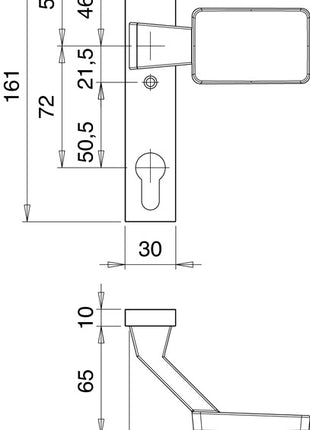 EDI Poignée de coffre de serrure 1317/1020 ( 3000252739 ) Aluminium F1 coudé