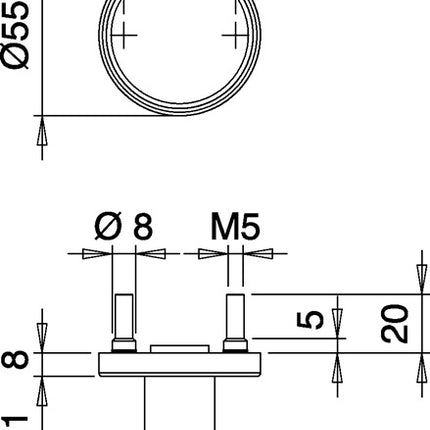 EDI Türknopf K7/052/02 ( 3000261371 ) Edelstahl F00 gerader Knopf
