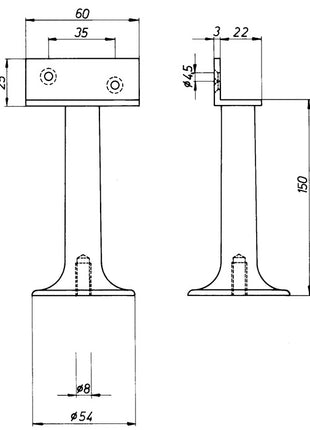 DENI Trennwandstütze ( 3000259233 ) Breite 60 mm Höhe 150 mm