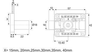 BMB Serrure à visser ( 3000271821 ) Dimension de la broche 15-40 mm même fermeture