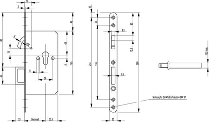 BKS Serratura a bussola 0353 ( 3000250761 ) Maniglia a bussola / molla 20 x 260 mm