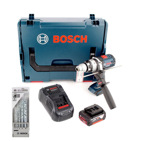 Bosch GSB 18 VE-2-Li 18V Li-Ion Professional Akku Schlagbohrschrauber in L-Boxx + 1x 5,0 Ah Akku und Ladegerät + Bosch 5 tlg. Steinbohrer Set Impact 4 - 10 mm - Toolbrothers