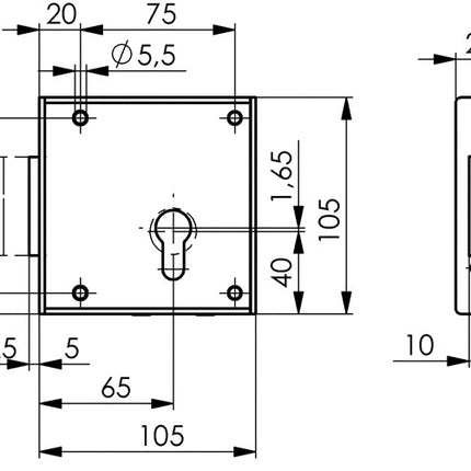 AMF Serratura per cancello a maglia 100 ( 3311021061 ) DIN sinistra PZ arretrato 65 mm
