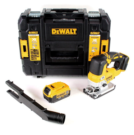 Seghetto alternativo a pendolo a batteria DeWalt DCS 334 NT 18V brushless + 1x batteria ricaricabile 4,0Ah + TSTAK - senza caricabatterie