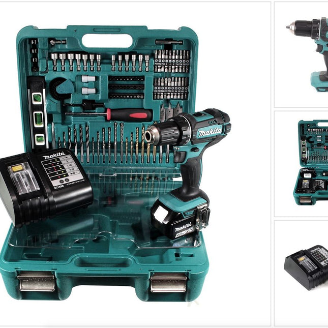 Makita DDF 482 SMTK Akku Bohrschrauber 18 V 62Nm + 1x Akku 4,0Ah + Ladegerät + Koffer mit 101tlg. Zubehörset - Toolbrothers