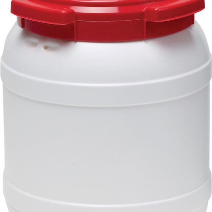 Fusto a collo largo ( 9000450101 ) 15,0 l PE bianco con coperchio rosso Apertura di riempimento Ø 204 mm