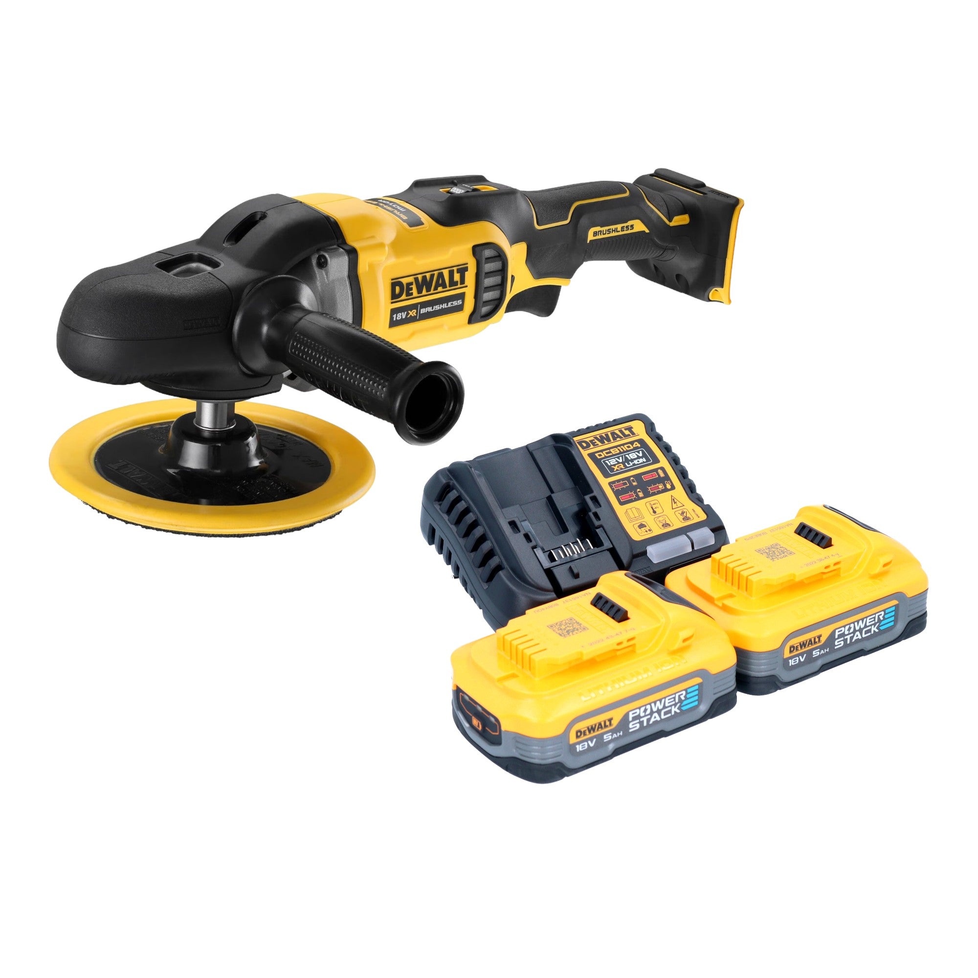 DeWalt DCM 849 H2 Akku Exzenter Poliermaschine 18 V 180 mm Brushless 2x Powerstack Akku 5 0 Ah Ladegeraet 0 - toolbrothers