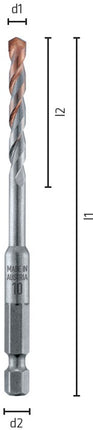 Alpen Mèche à tuiles ( 8000448884 ) Ø 5 mm Longueur totale 100 mm