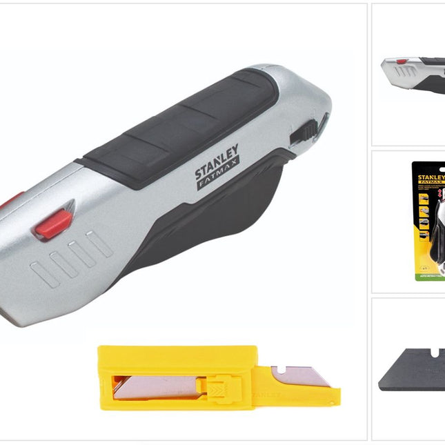 Stanley FATMAX Met. Sicherheitsmesser ( FMHT10370-0 ) + 10 x Stanley Trapezklingen 1992 ungelocht rund ( 2-11-987 ) - Toolbrothers