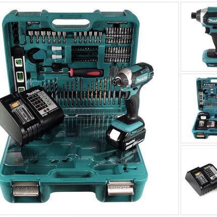 Makita DTD 152 SMTK Akku Schlagschrauber 18V 165Nm + 1x Akku 4,0Ah + Ladegerät + 101tlg. Zubehörset im Koffer - Toolbrothers