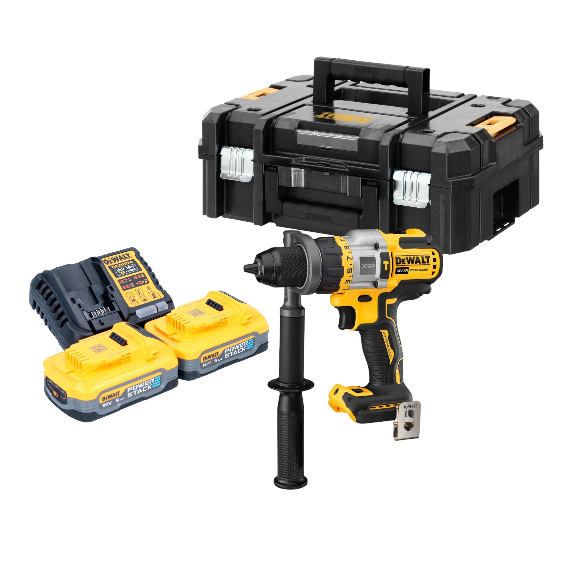 DeWalt DCD 999 H2T Akku Schlagbohrschrauber 18 V 95 Nm Brushless 2x Powerstack Akku 5 0 Ah Ladegeraet TSTAK 0 - toolbrothers