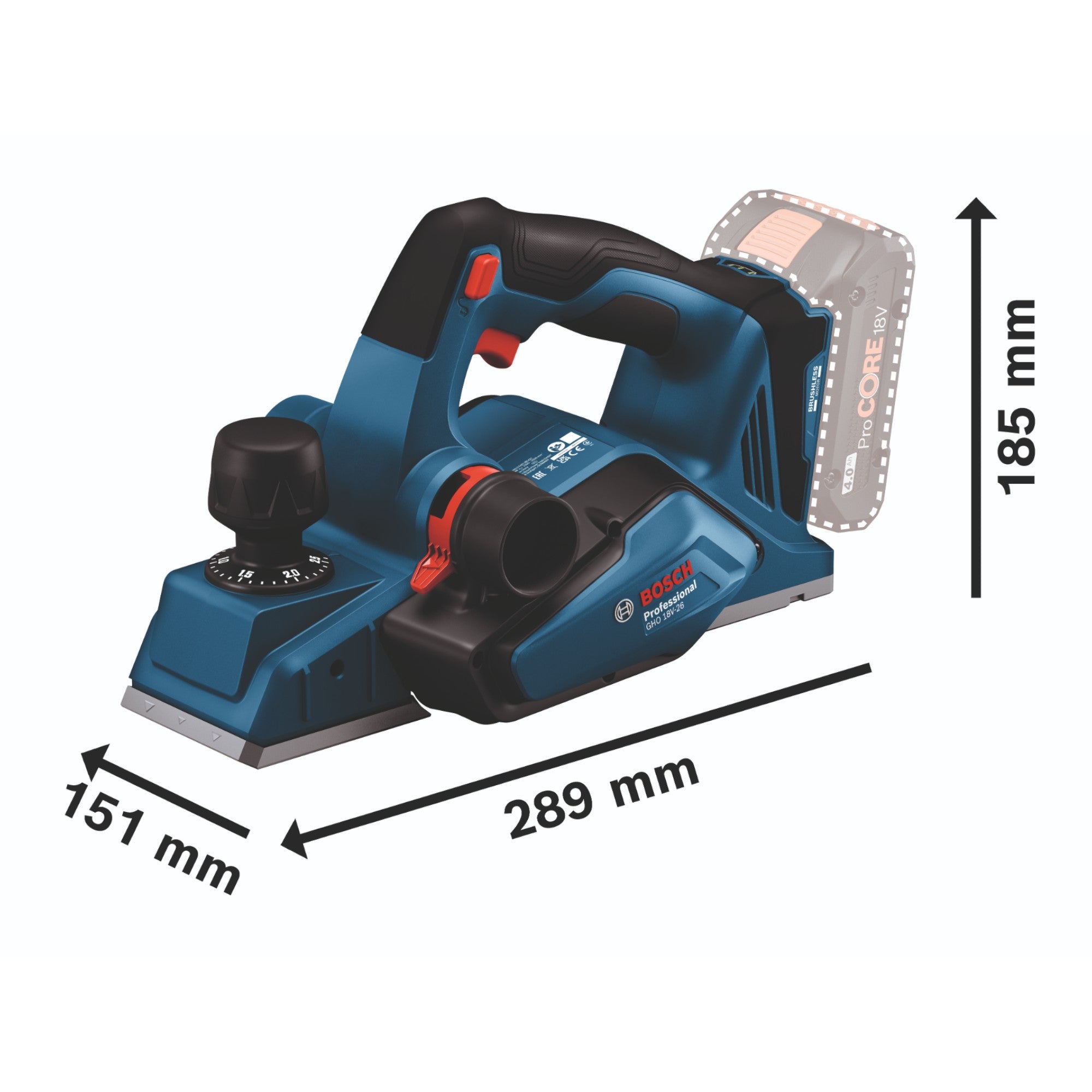 Bosch GHO 18V 26 Professional Akku Hobel 18 V 2 6 mm Brushless 1x ProCORE Akku 4 0 Ah L Boxx ohne Ladegeraet 4 - toolbrothers