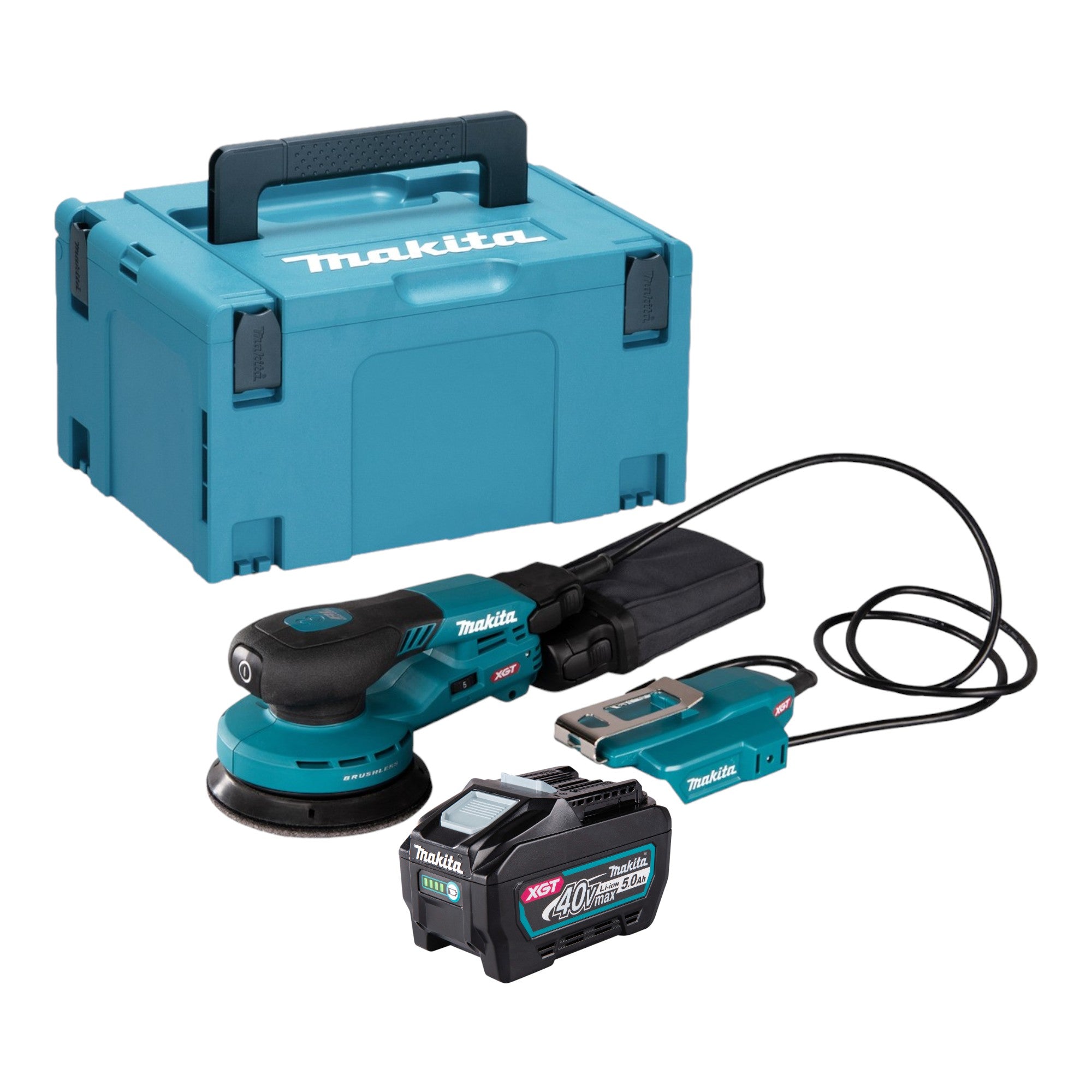 Makita BO 003 CGT101 Akku Exzenterschleifer 40 V max 125 mm 3 0 mm Hub Brushless 1x Akku 5 0 Ah Makpac ohne Ladegeraet 0 - toolbrothers