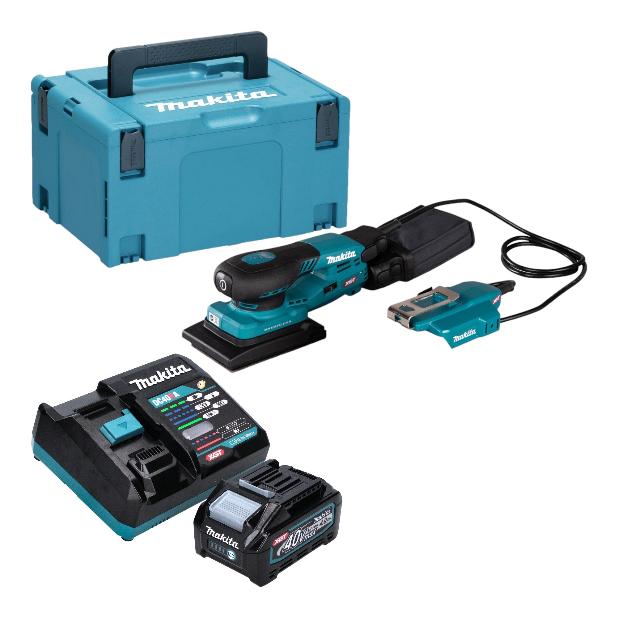 Makita BO 005 CGM101 Akku Schwingschleifer 40 V max 80 x 130 mm 3 0 mm Hub Brushless 1x Akku 4 0 Ah Ladegeraet Makpac 0 - toolbrothers