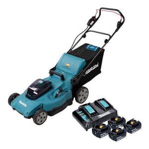 Makita DLM 538 CM4 Akku Rasenmäher 36 V ( 2x 18 V ) 530 mm + 4x Akku 4,0 Ah + Ladegerät