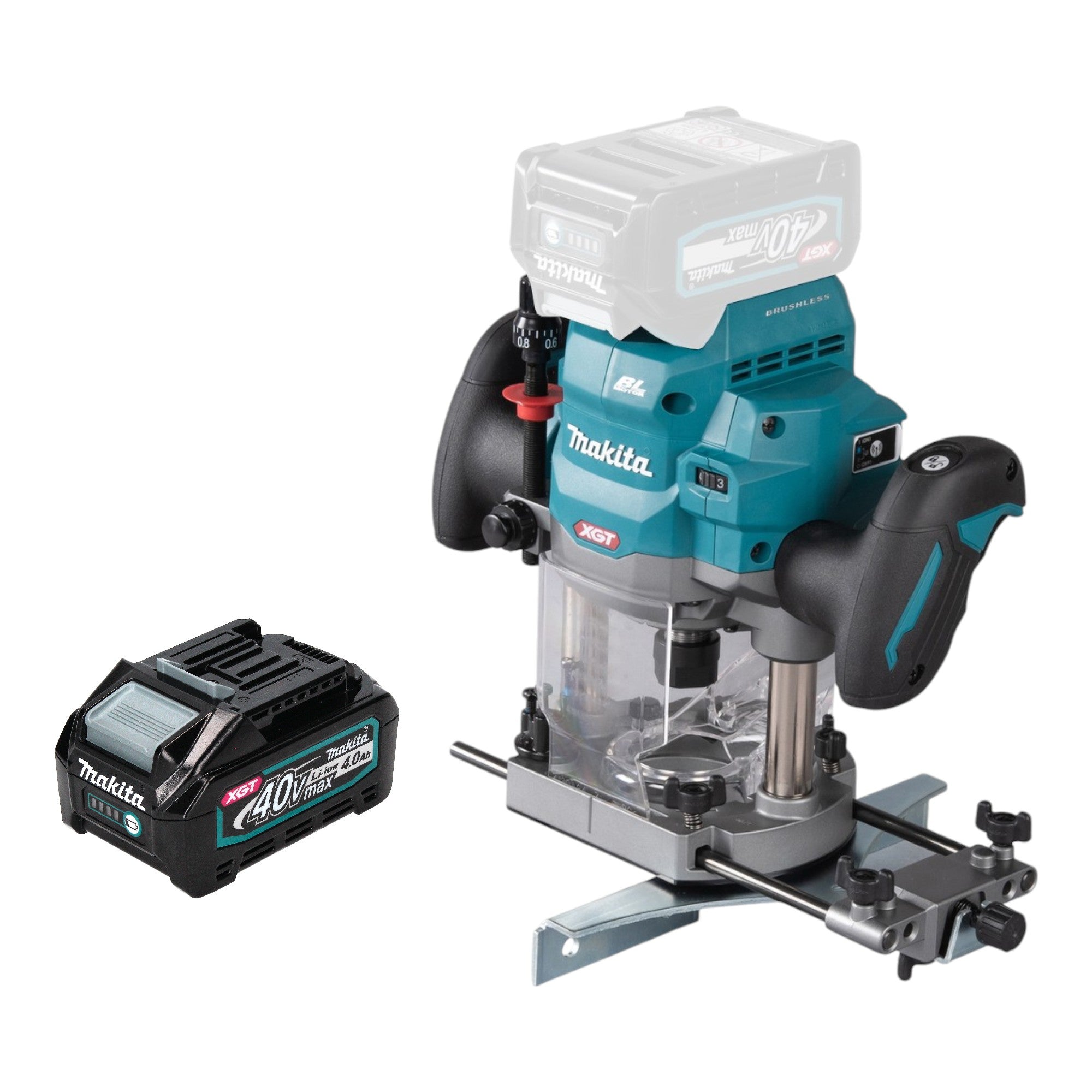 Makita RP 001 GM1 Akku Oberfraese 40 V max 12 mm Brushless 1x Akku 4 0 Ah ohne Ladegeraet 0 - toolbrothers