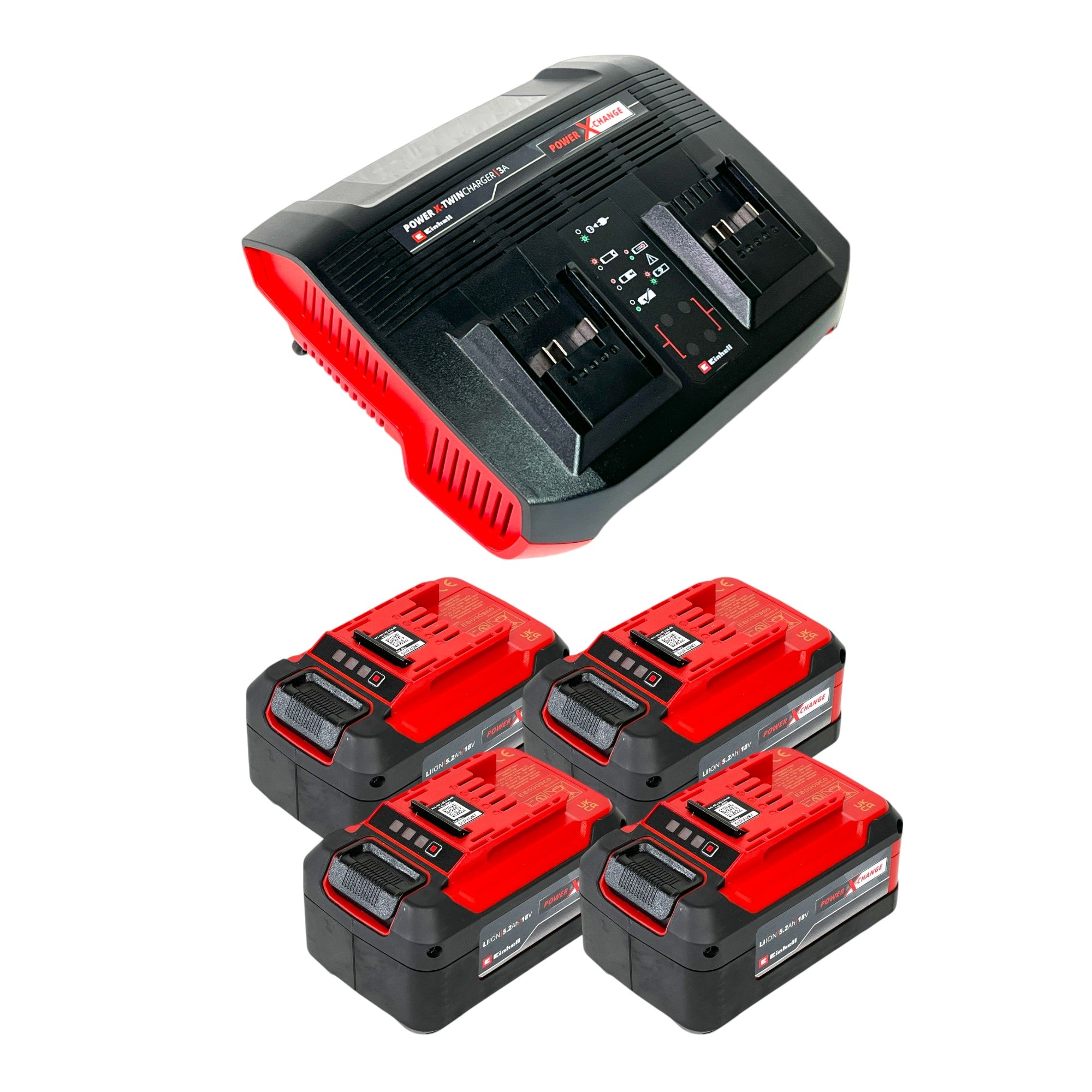 Einhell PXC Starter Kit 4x Power X Change Plus Akku 18 V 5 2 Ah 4x 4511437 Power X Twincharger 3A Doppel Ladegeraet 4512069  0 - toolbrothers