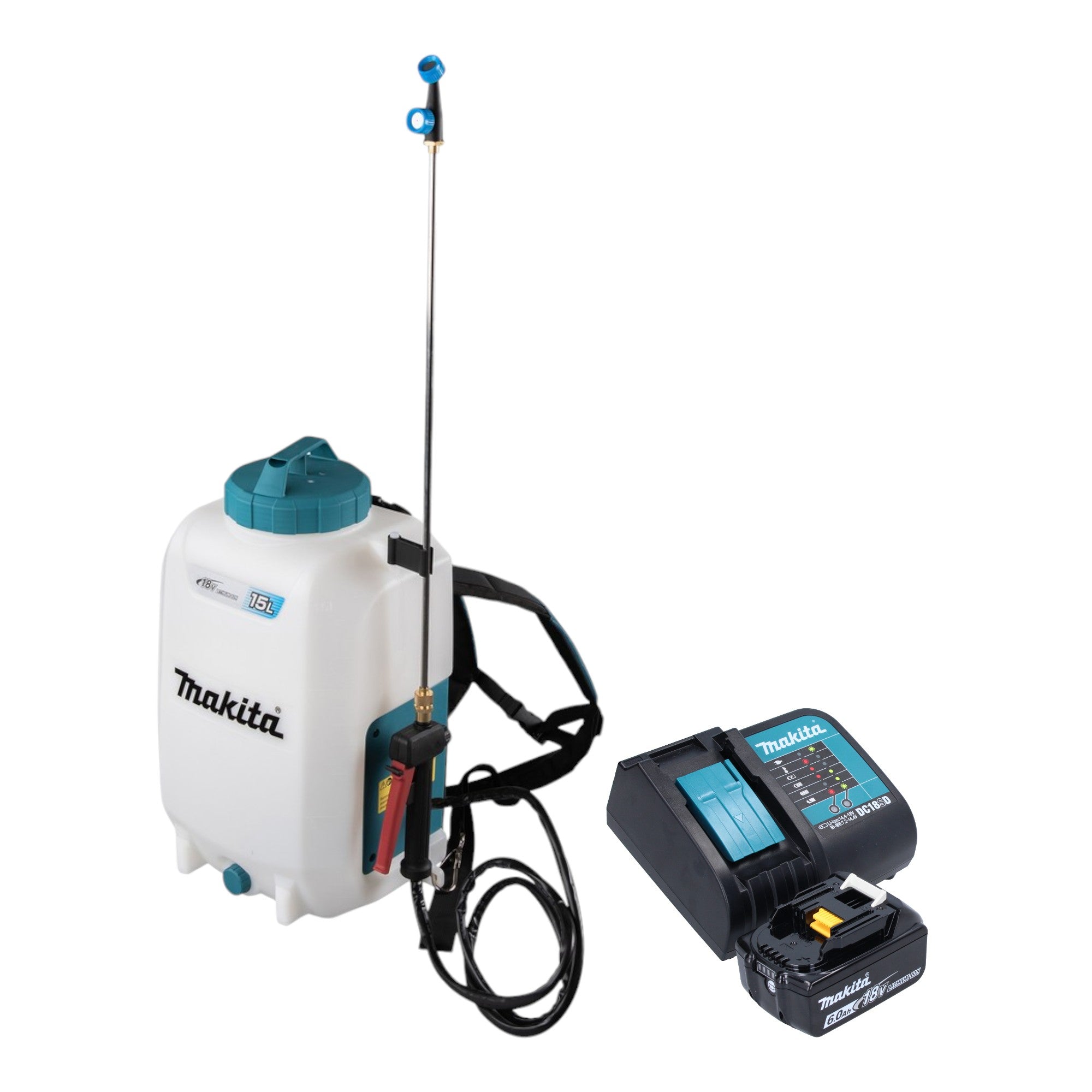 Makita DUS 158 SG Akku Druckspritze 18 V 15 l 5 0 bar 1x Akku 6 0 Ah Ladegeraet 0 - toolbrothers