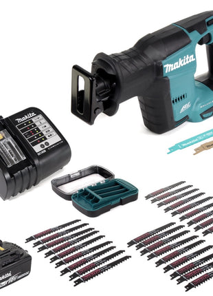 Makita DJR 188 Akku Reciprosäge 18 V Brushless Säbelsäge + 1x 4,0 Ah Akku + Ladegerät + 27 tlg. Sägeblatt-Set - Toolbrothers