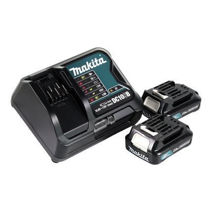 Soffiatore a batteria Makita UB 101 DSA 12 V max. + 2x batteria ricaricabile 2,0 Ah + caricabatteria