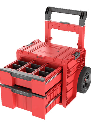 Qbrick System PRO Cart 2.0 Plus Drawer 2 Red Ultra HD Custom mobile Box auf Rädern 520 x 415 x 660 mm 9,5 l 12 l abnehmbarer Doppelteleskopgriff