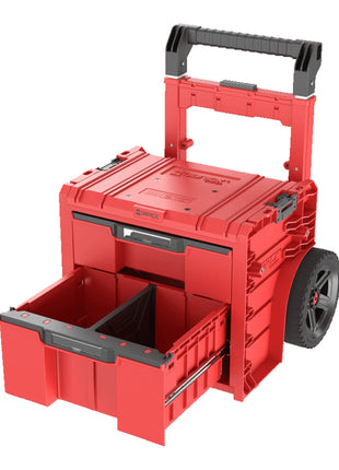 Qbrick System PRO Cart 2.0 Plus Drawer 2 Red Ultra HD Custom mobile Box auf Rädern 520 x 415 x 660 mm 9,5 l 12 l abnehmbarer Doppelteleskopgriff