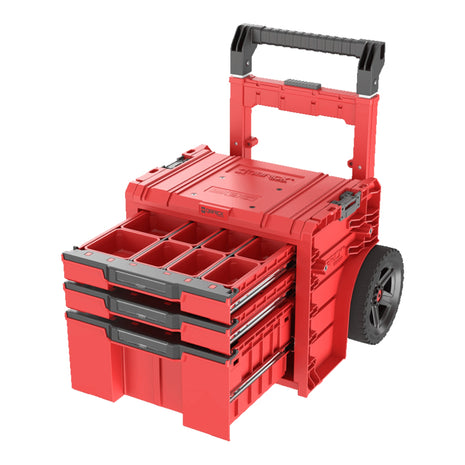 Qbrick System PRO Cart 2.0 Plus Drawer 3 Red Ultra HD Custom mobile Box auf Rädern 520 x 415 x 660 mm 12 l 2x 4,5 l abnehmbarer Doppelteleskopgriff