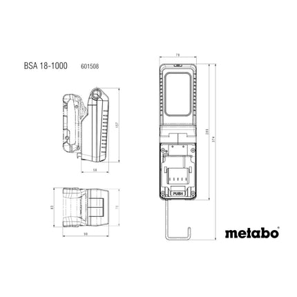 Metabo BSA 18-1000 Faro da cantiere a batteria 18 V 1000 lm + 1x batteria ricaricabile 2,0 Ah - senza caricabatterie