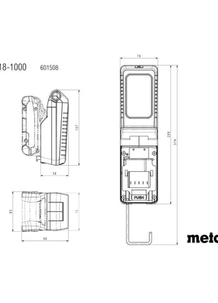 Metabo BSA 18-1000 Akku Baustrahler 18 V 1000 lm + 2x Akku 2,0 Ah + Ladegerät