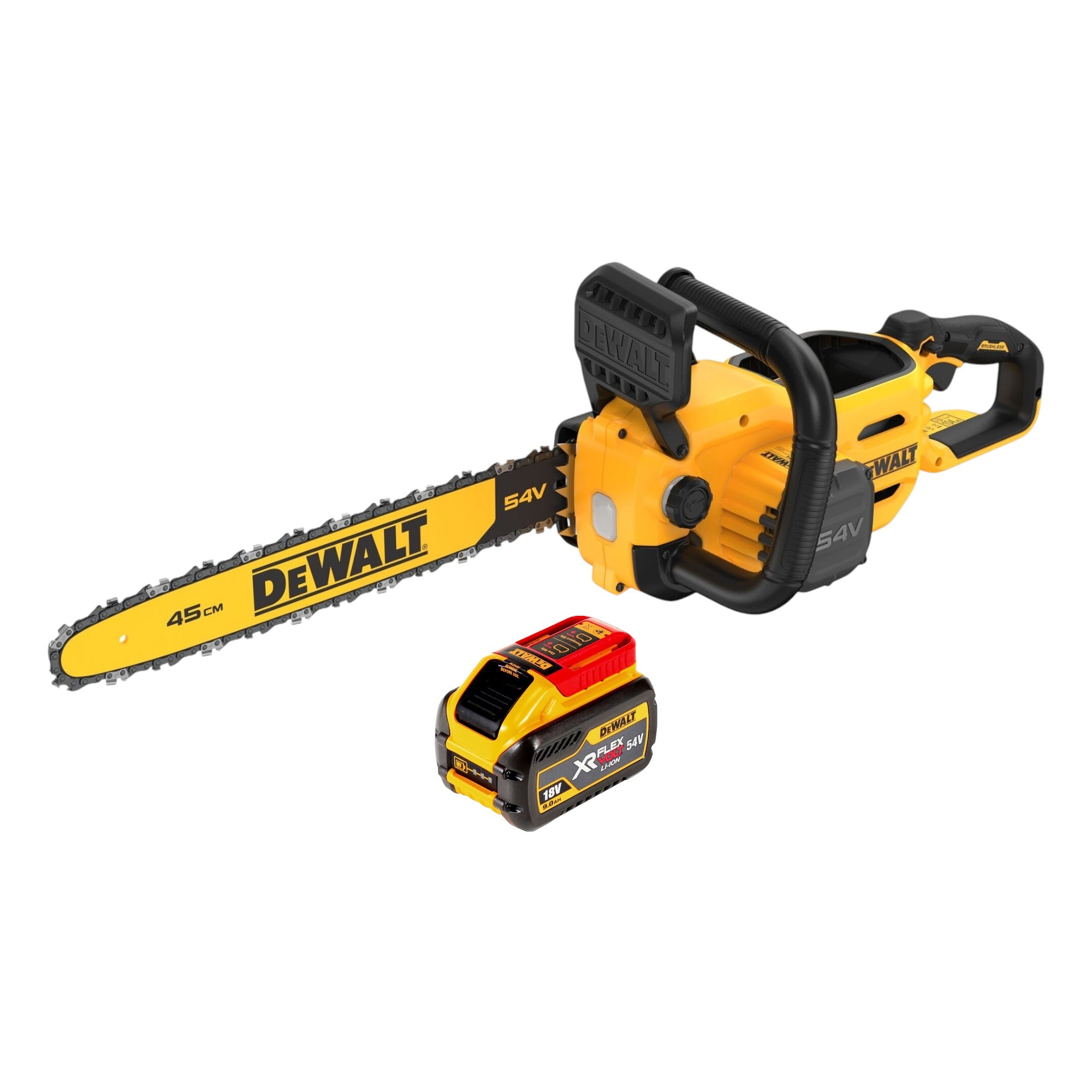 DeWalt DCMCS 574 N Akku Kettensaege 54 V FlexVolt 45 cm Brushless 1x Akku 9 0 Ah ohne Ladegeraet 0 - toolbrothers