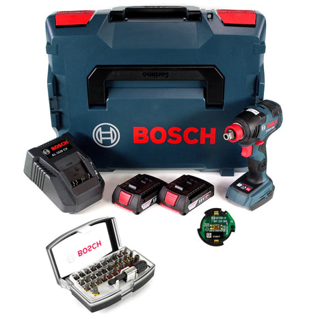 Bosch GDX 18 V-200 C Professional 18 V Li-Ion Akku Drehschlagschrauber Brushless in L-Boxx + 2 x 2,0 Ah Akku + Ladegerät + 32 tlg. Bit-Set + GCY 30-4 Bluetooth Connectivity Modul - Toolbrothers