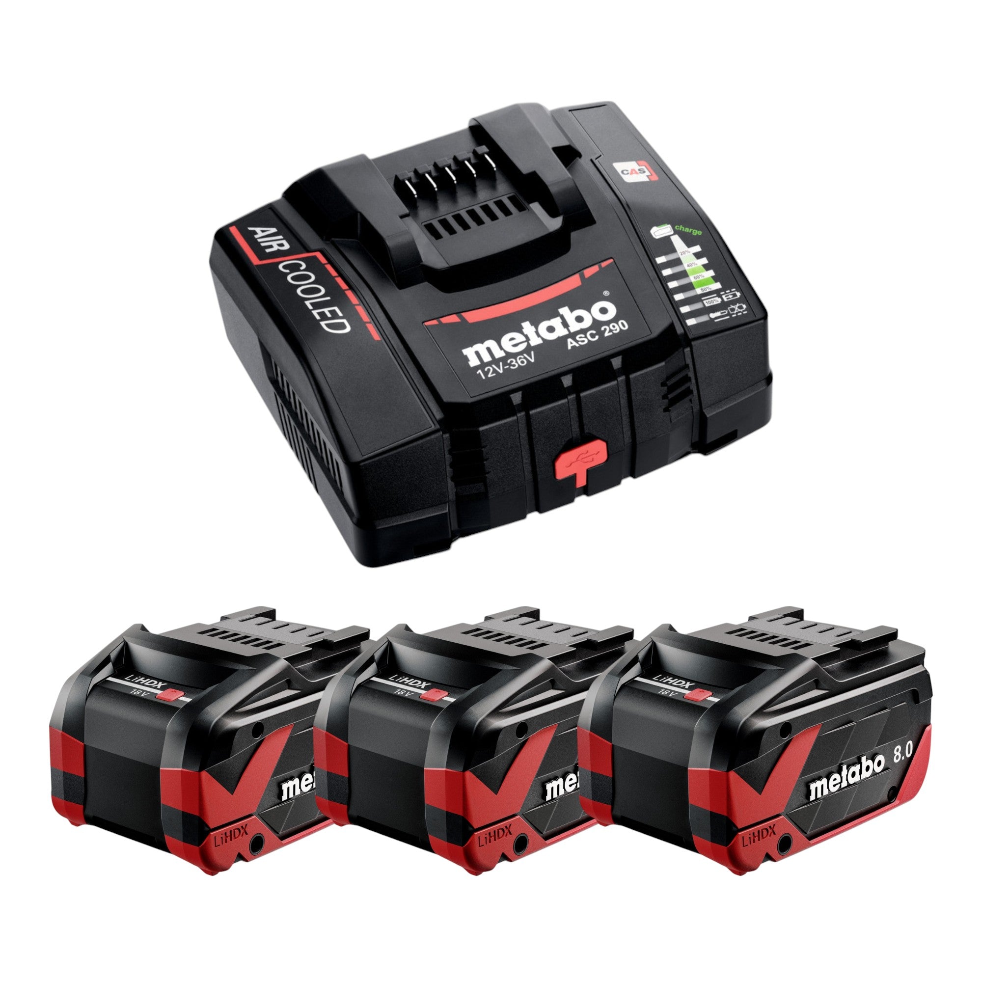 Metabo Basis Set 3x LiHDX Akkupack 18 V 8 0 Ah Akku 3x 624975000 ASC 290 Ladegeraet 627370000  0 - toolbrothers