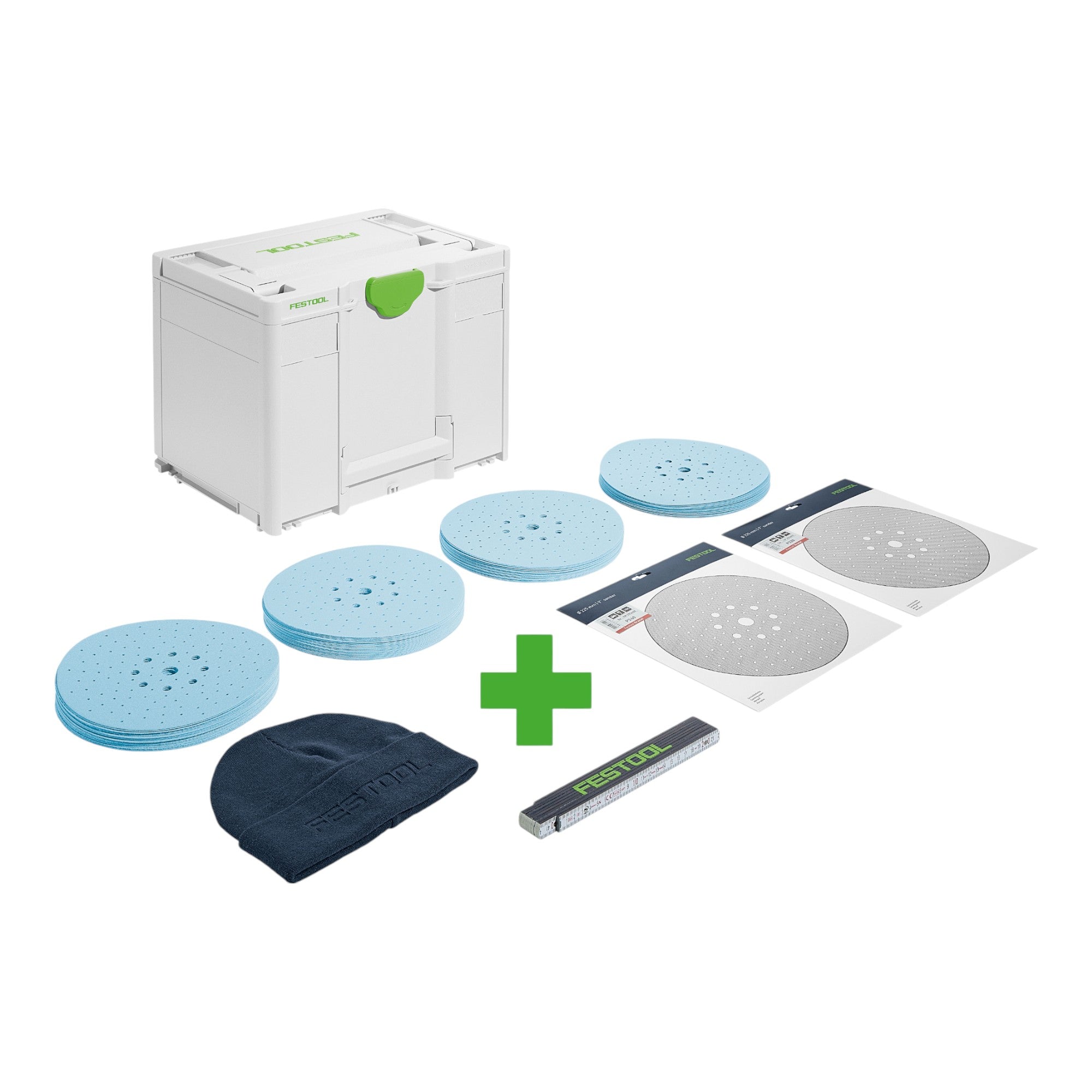 Festool D225 GR SYS Set P Schleifmittel Set 578280 110 tlg P80 P320 Muetze Gliedermassstab Systainer 0 - toolbrothers
