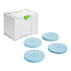 Festool D225 GR SYS Set-P Set di abrasivi ( 578280 ) 110 pezzi P80 - P320 + tappo + riga pieghevole + contenitore per sistemi