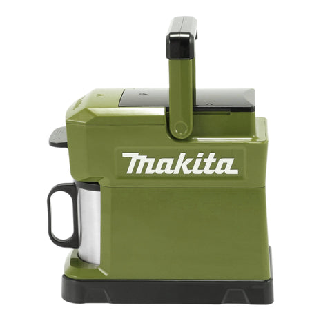 Cafetera de batería Makita DCM 501 SF2O 12 V máx / 18 V Oliva + 2x baterías 3,0 Ah + cargador