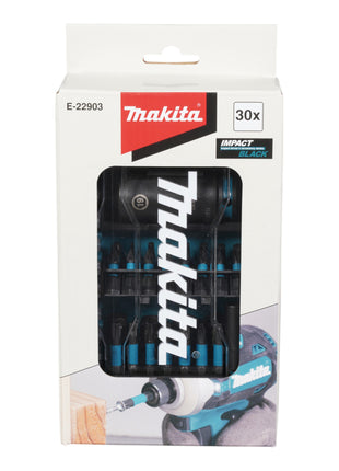 Makita E-22903 Zestaw bitów i nasadek udarowych 1/4" / 3/8" 30 szt. Bity / nasadki udarowe / klucze nasadowe IMPACT BLACK