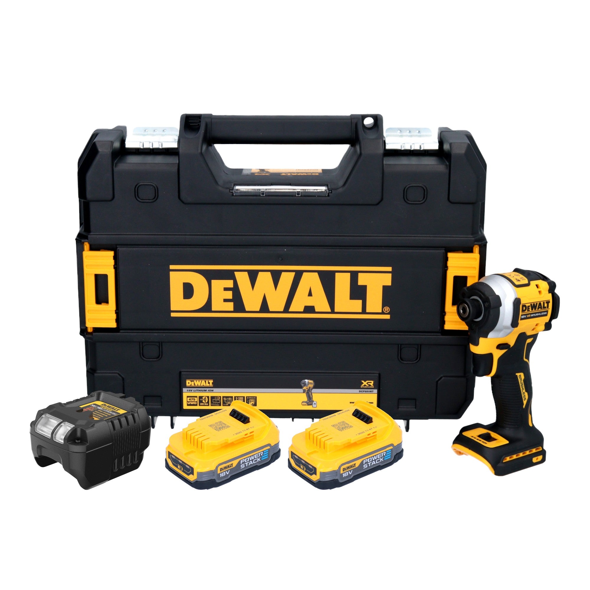 DeWalt DCF 850 E2T Akku Schlagschrauber 18 V 205 Nm 1 4 Brushless 2x Powerstack Akku 1 7 Ah Ladegeraet TSTAK 0 - toolbrothers