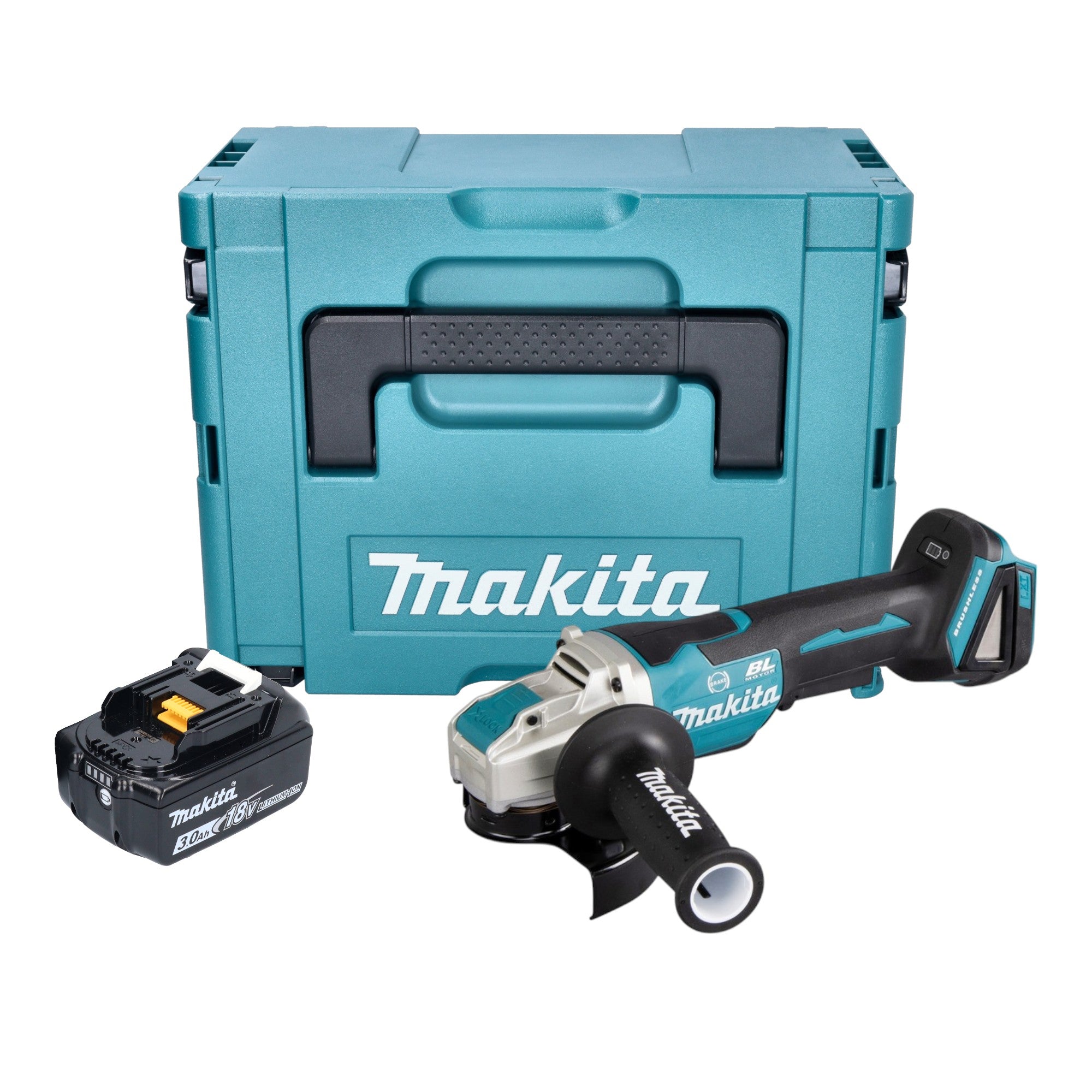 Makita DGA 520 F1JX1 Akku Winkelschleifer 18 V 125 mm X LOCK Brushless 1x Akku 3 0 Ah Makpac ohne Ladegeraet 0 - toolbrothers