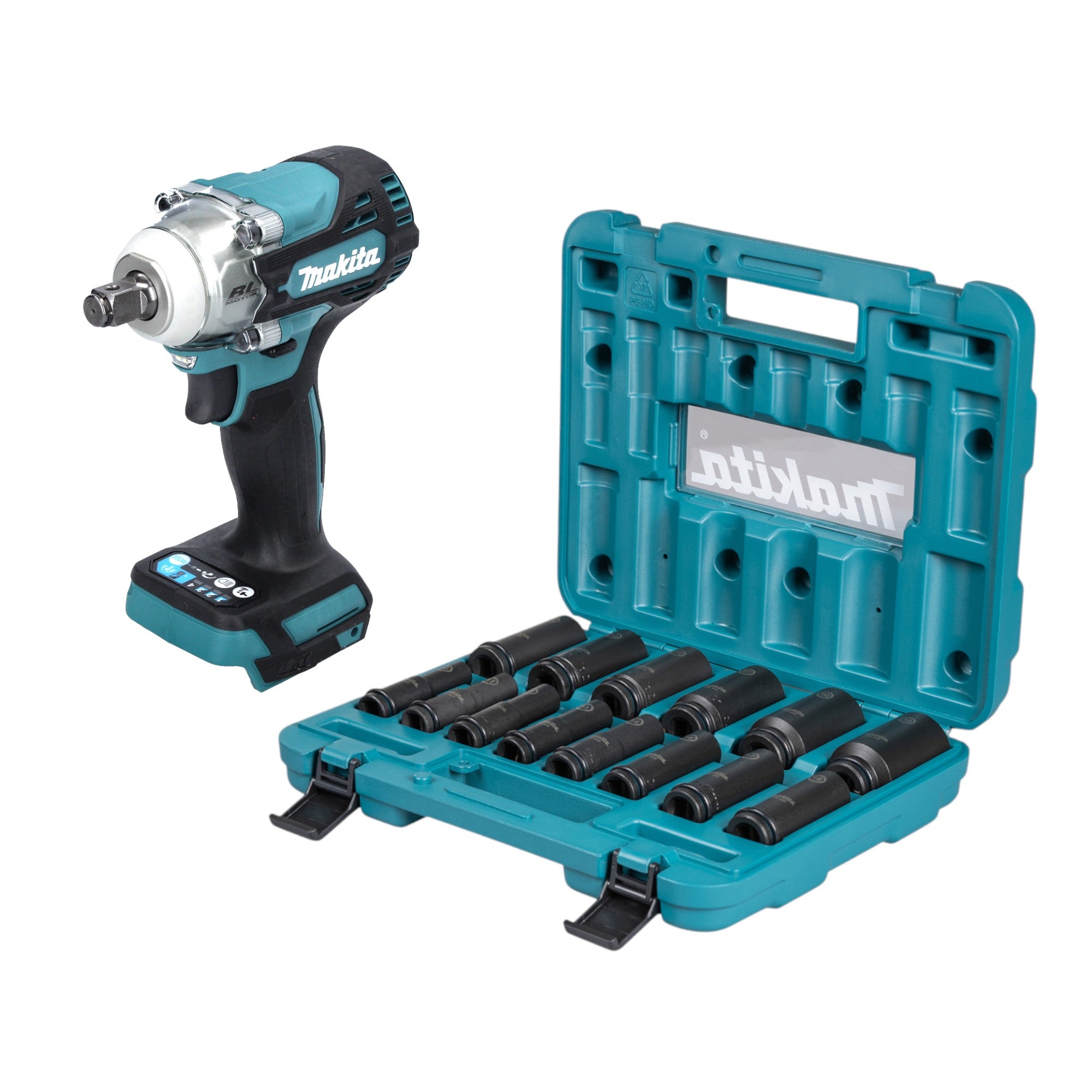 Makita DTW 300 Z Akku Schlagschrauber 18 V 330 Nm 1 2 Brushless Steckschluessel Set 14 tlg ohne Akku ohne Ladegeraet 0 - toolbrothers