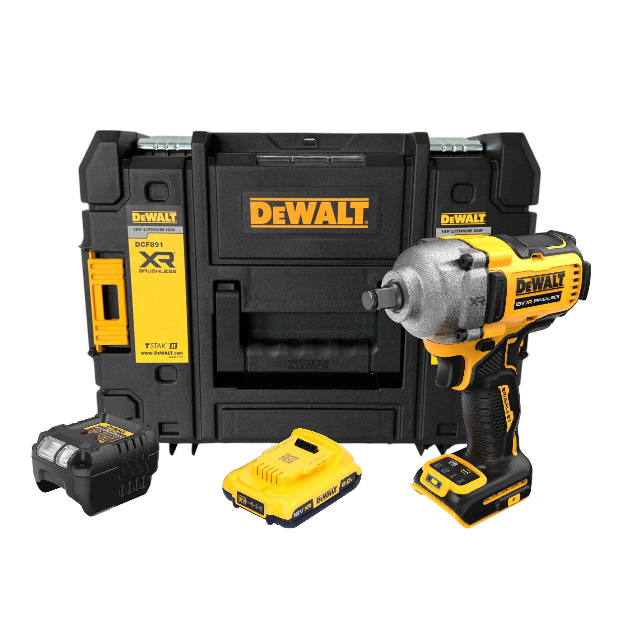 DeWalt DCF 891 D1T Akku Schlagschrauber 18 V 1084 Nm 1 2 Brushless 1x Akku 2 0 Ah Ladegeraet TSTAK 0 - toolbrothers