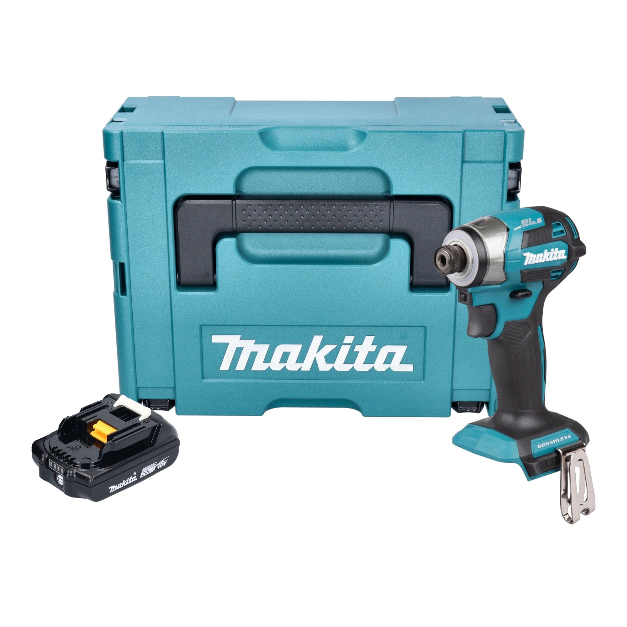 Makita DTD 173 A1J Akku Schlagschrauber 18 V 180 Nm 1 4 Brushless 1x Akku 2 0 Ah Makpac ohne Ladegeraet 0 - toolbrothers