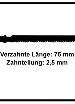 Festool S 75/2,5/25 Stichsägeblatt WOOD FINE CUT 25 Stück ( 204257 ) für PS 300, PSB 300, PS 400, PSC 400, PSBC 400, PSB 400, PS 420, PSB 420, PSC 420, PSBC 420