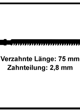 Festool S 75/2,8/5 Stichsägeblatt WOOD STRAIGHT CUT 5 Stück ( 204260 ) für PS 300, PSB 300, PS 400, PSC 400, PSBC 400, PSB 400, PS 420, PSB 420, PSC 420, PSBC 420